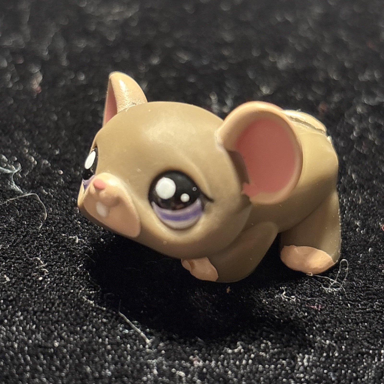 Littlest Pet Shop LPS Grey Mouse Pink Ears & Tail & Purple Eyes #1808