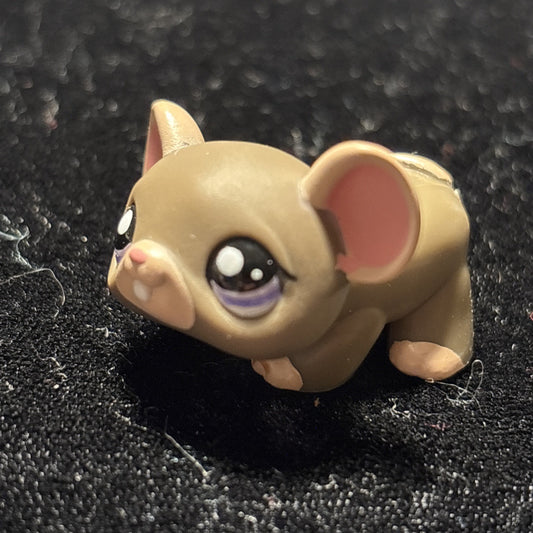 Littlest Pet Shop LPS Grey Mouse Pink Ears & Tail & Purple Eyes #1808