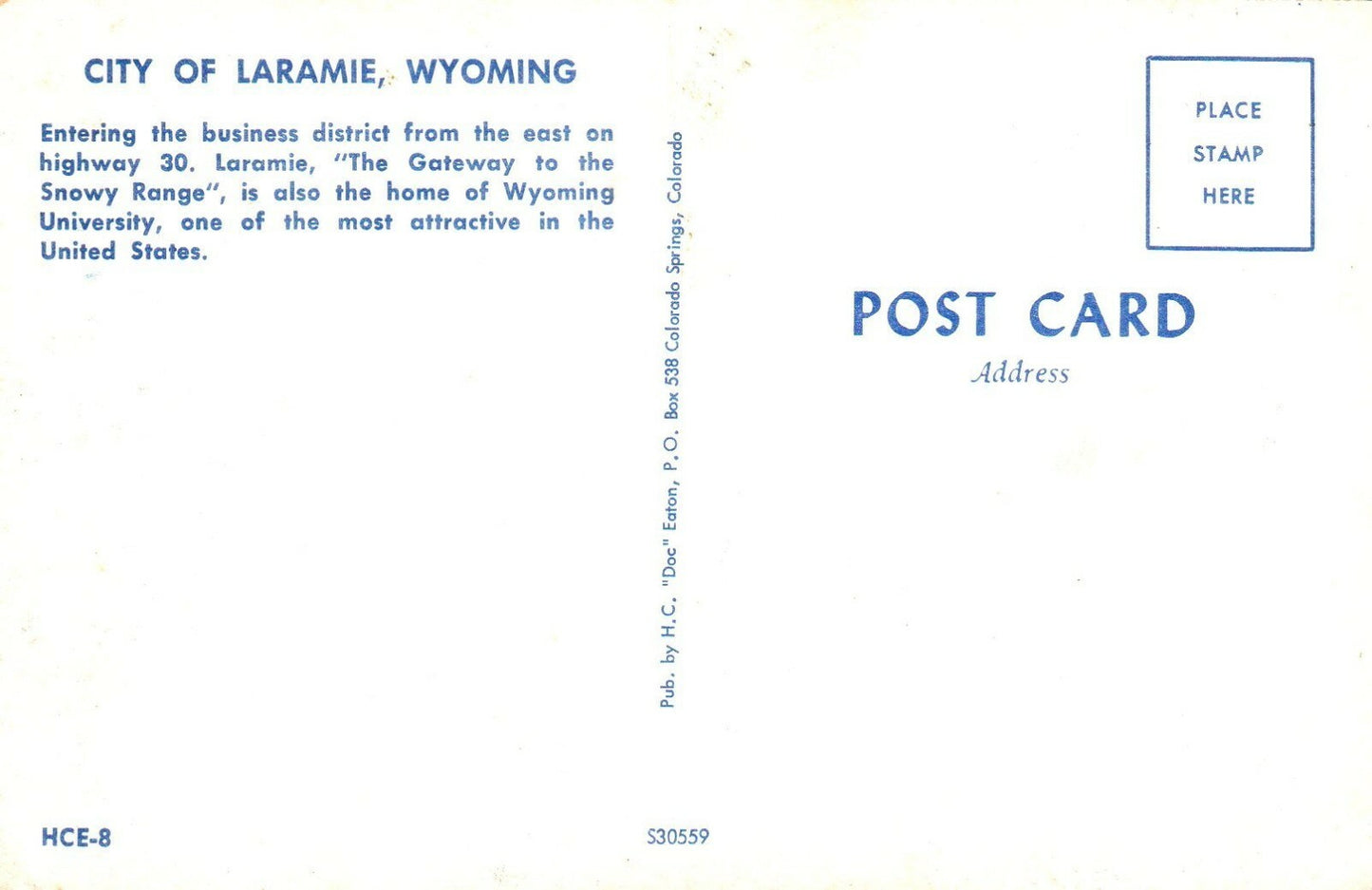 City Of Laramine Business District Wyoming WY Postcard