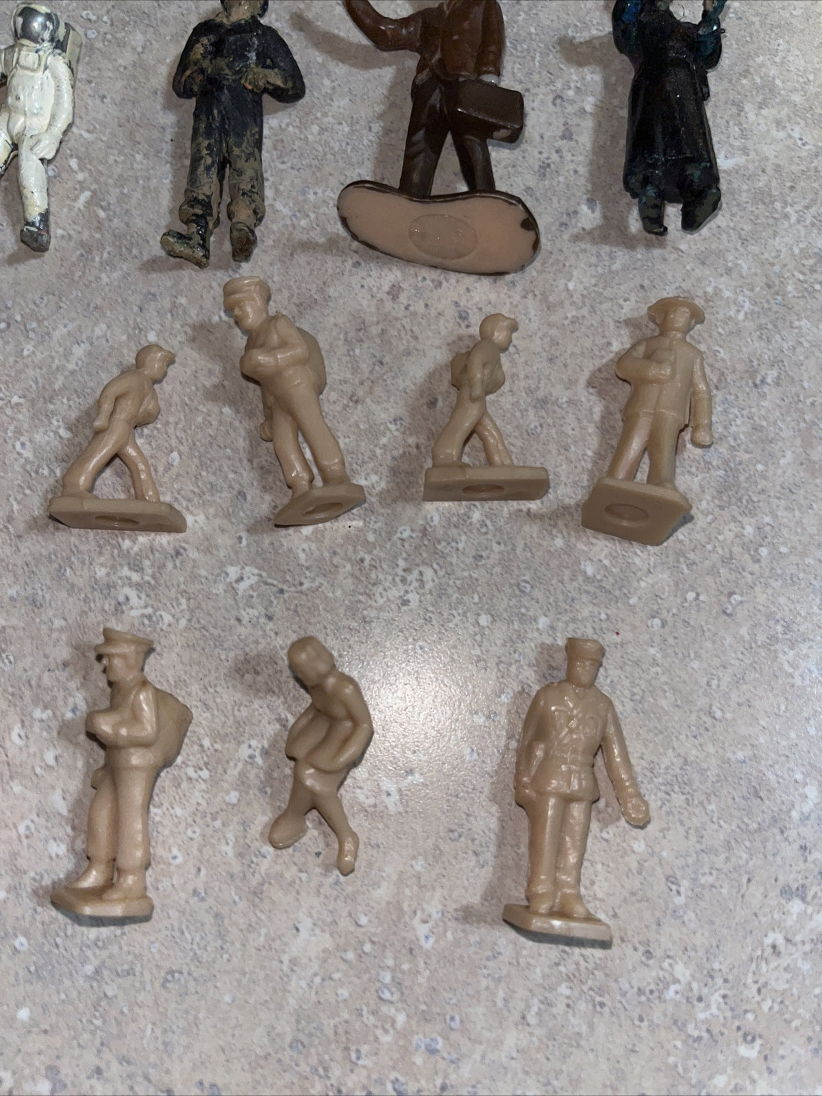 Vintage - Plastic Toy Figurines.  Astronaut Postman, See Pictures.   14 Piece