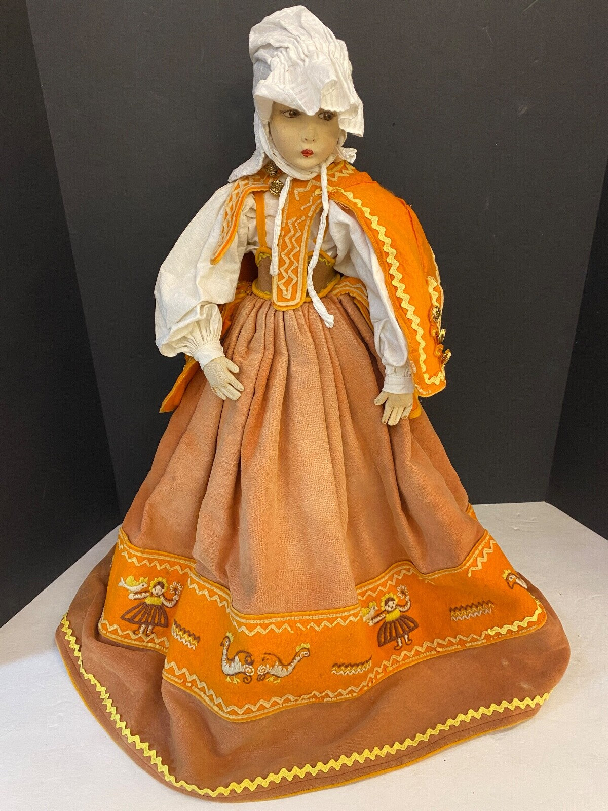 24" Vintage Lenci Collectible Felt Cloth Boudoir Doll