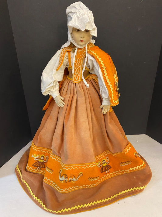 24" Vintage Lenci Collectible Felt Cloth Boudoir Doll
