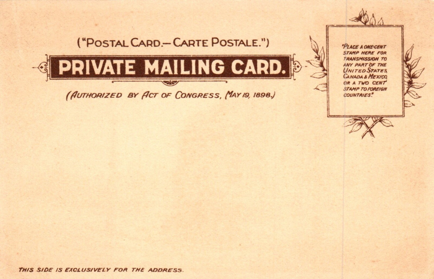 Auditorium Hotel Michigan Ave. Tuck Private Mailing Chicago Illinois IL Postcard