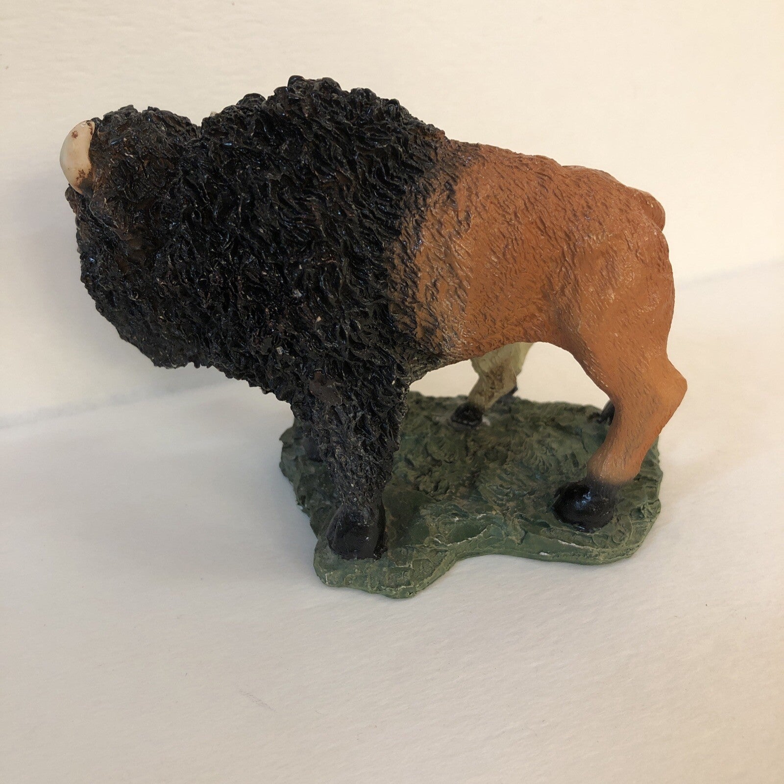 American Bison Buffalo Figurine With White Calf Statue Shelf Decor Western
