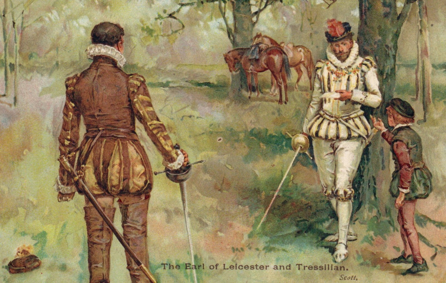 RARE Ernest Nister London Series 15 The Earl of Leicester and Tressillian Scott