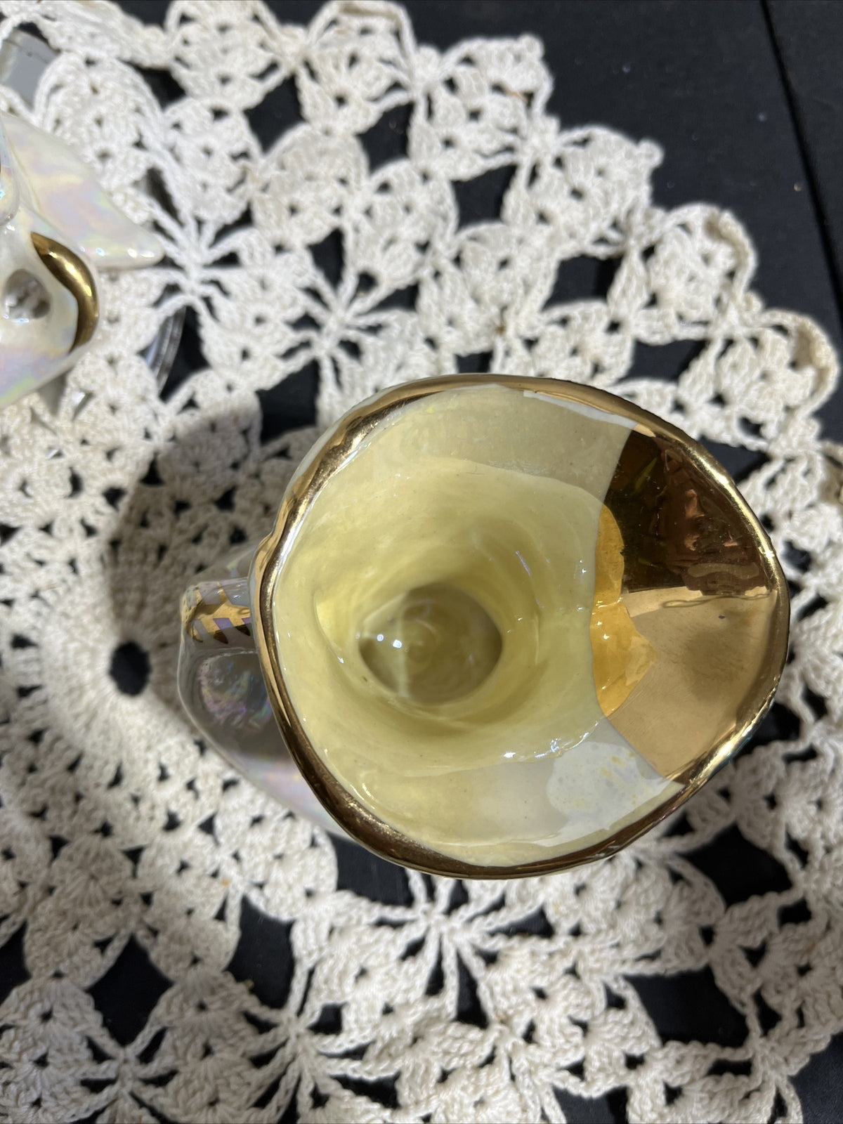 Vintage Pearl China Co Iridescent Lusterware Gold Creamer and Sugar Set