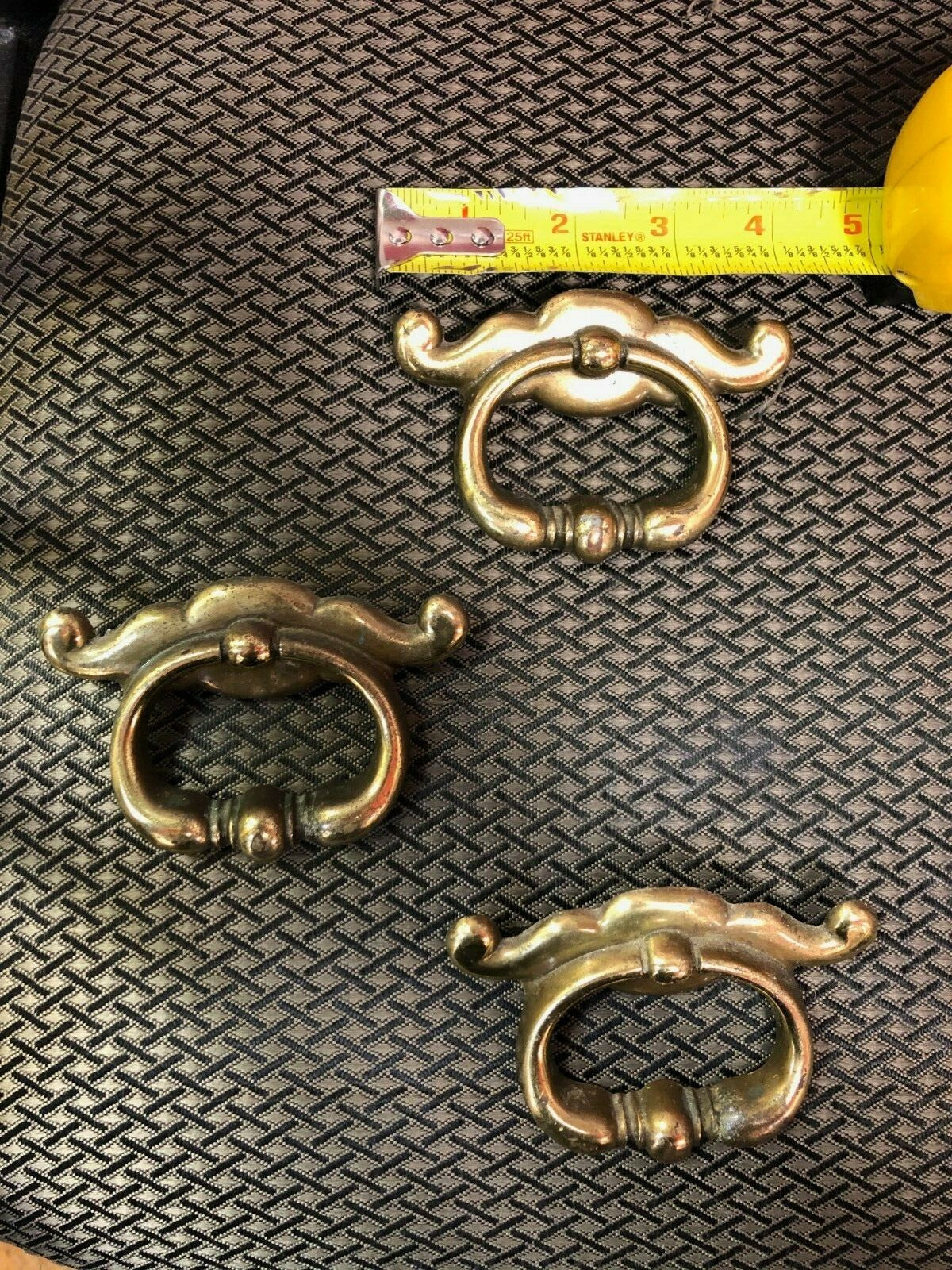 Lot of 3 vintage Brass Dresser  drawer pulls Hardware