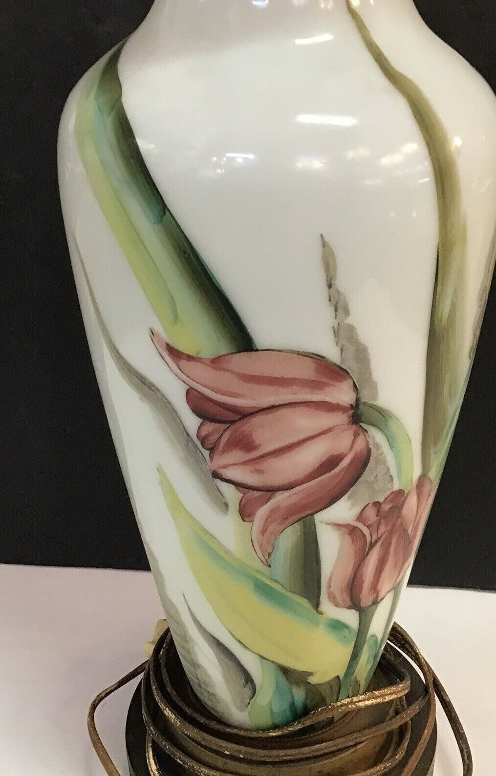 1930's Art Deco art nouveau26.5" Rare Hand Painted  Lamp Works