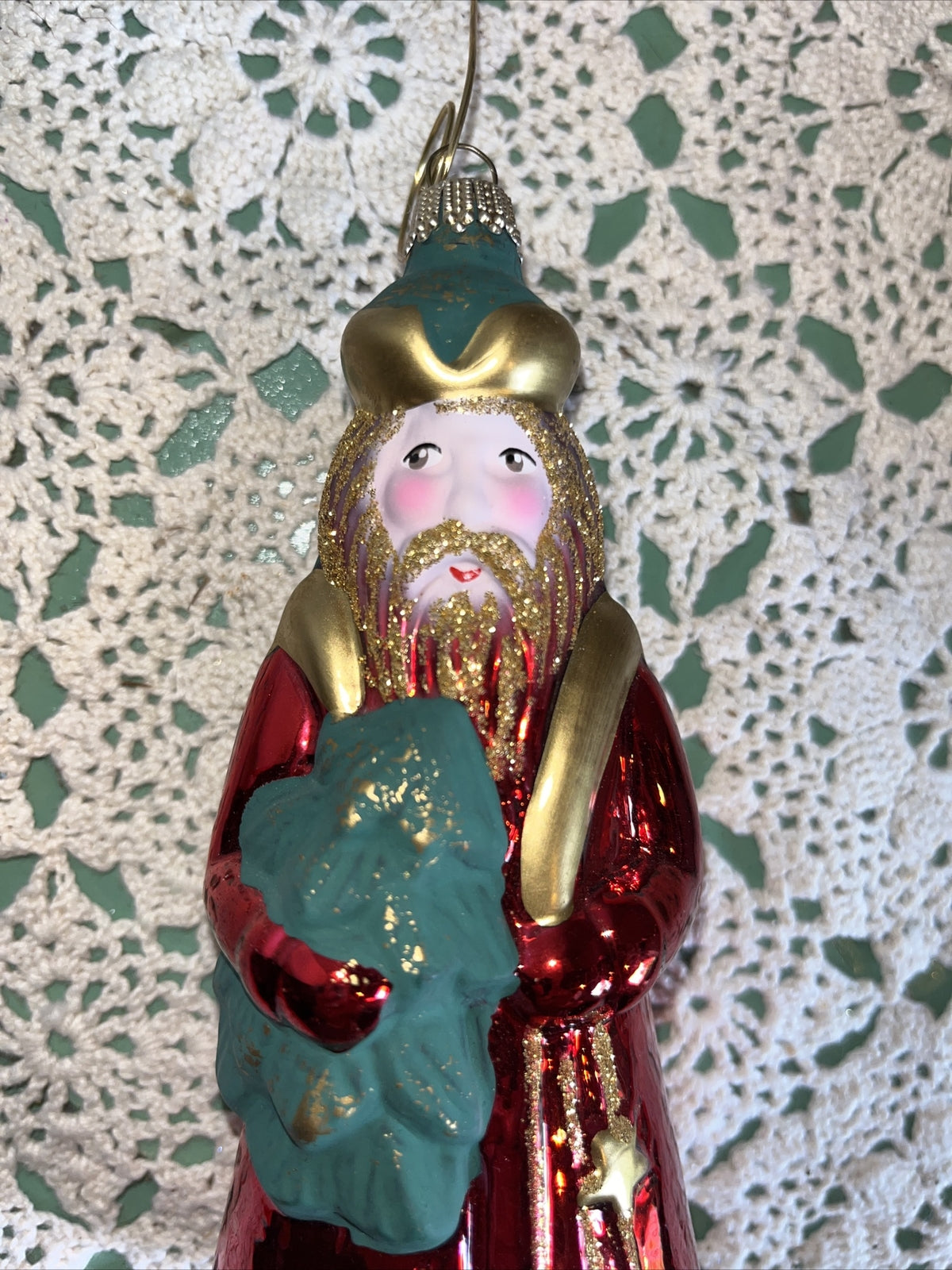 Vintage Santa Mercury Glass Christmas Ornament