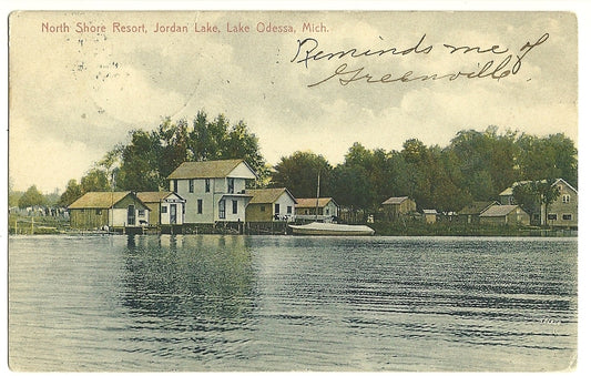 North Shore Resort Jordan Lake Lake Odessa MI Mich Michigan Postcard