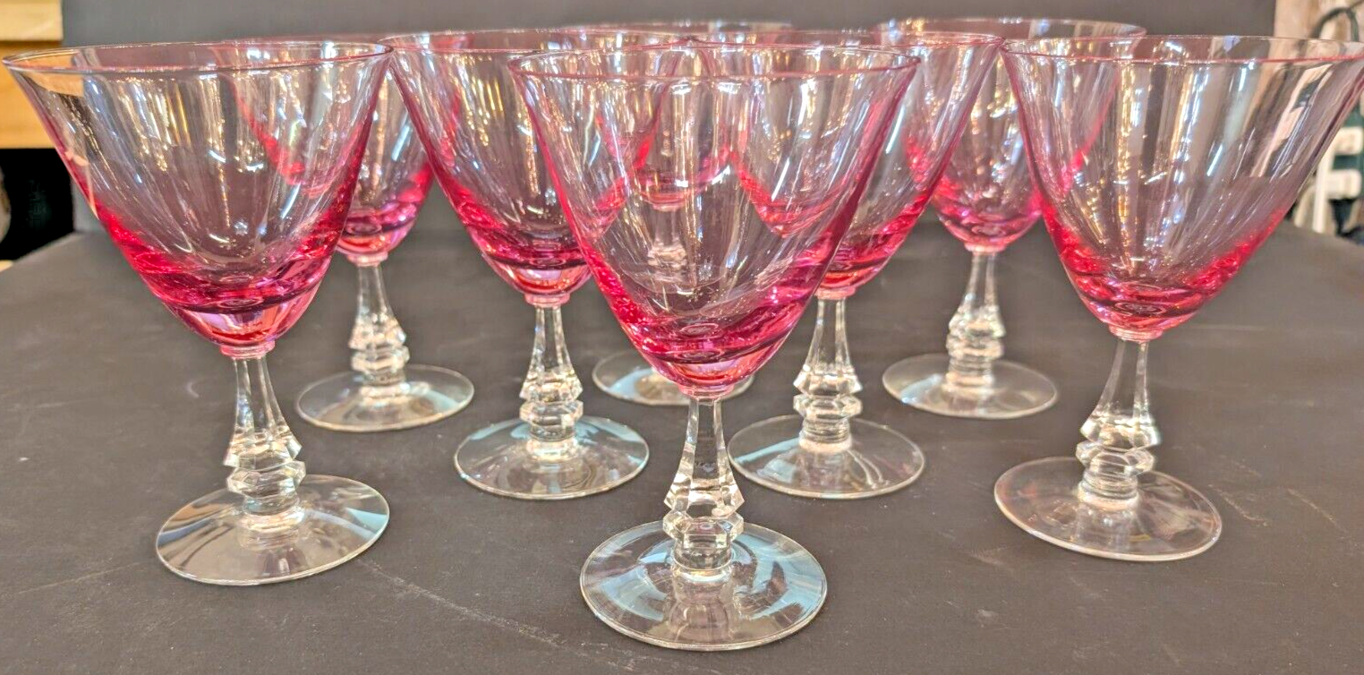 Vintage MCM  Tiffin Franciscan Wistaria Pink Water Goblets, 6" Set Of 8