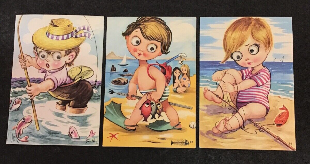 Lot of 5 Great Condition Googly Eyes Mainzer Postcards Set