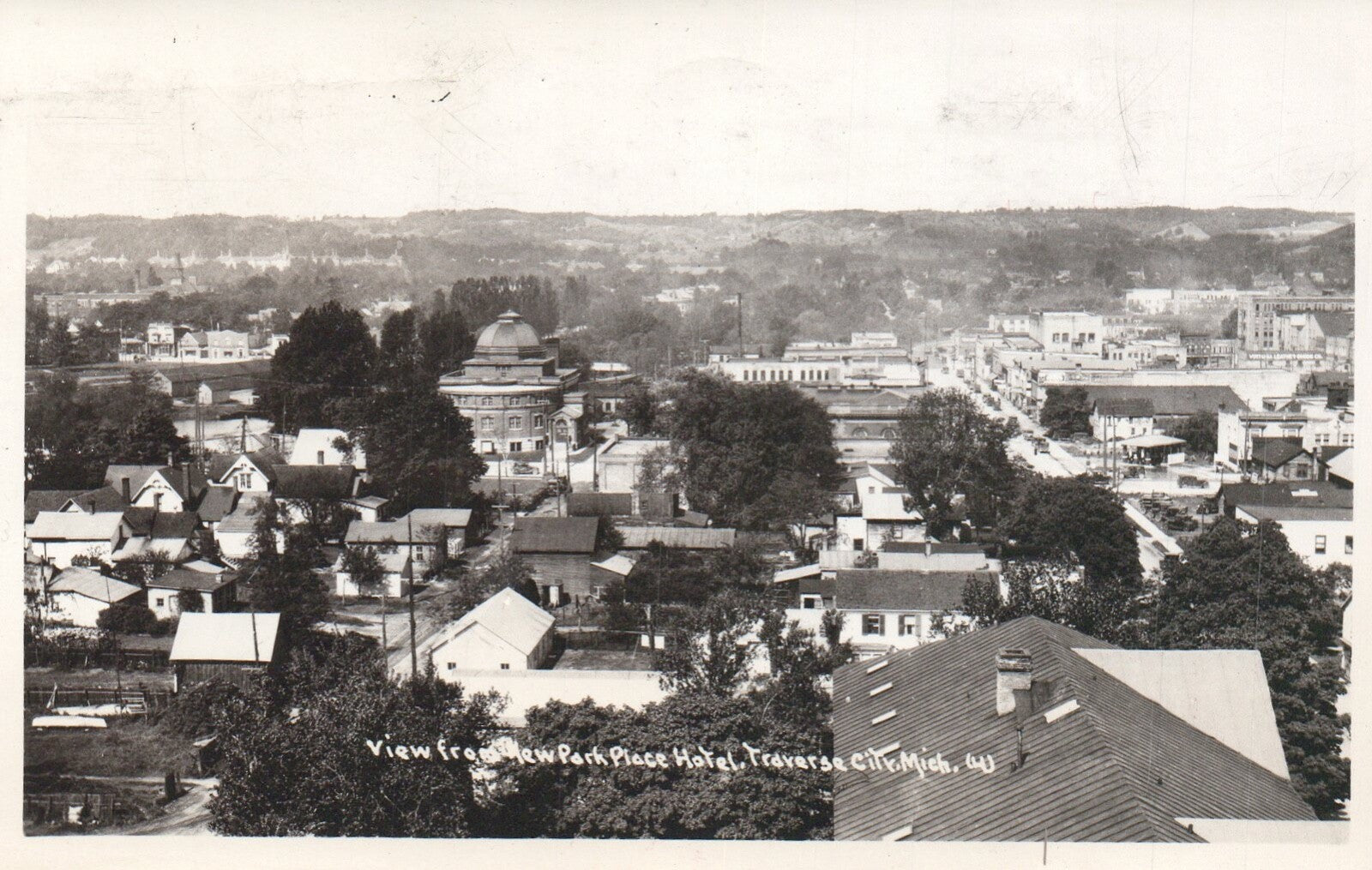 Real Photo View from Park Place Traverse City Michigan MI Postcard