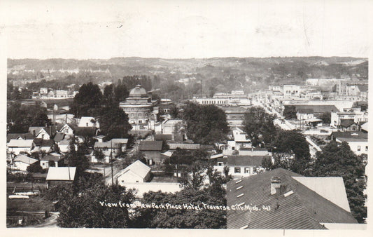 Real Photo View from Park Place Traverse City Michigan MI Postcard