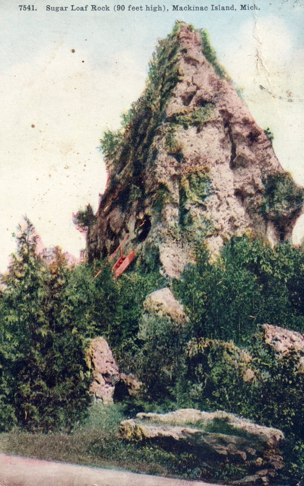 Sugar Loaf Rock 90ft High on Mackinac Island Michigan MI Mich Postcard