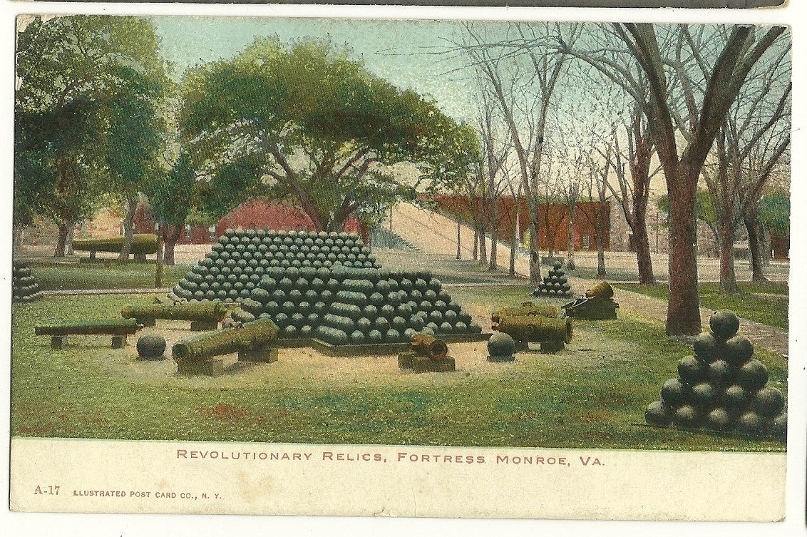 Revolutionary Relics Fortress Monroe Virginia VA Military A-17 Postcard