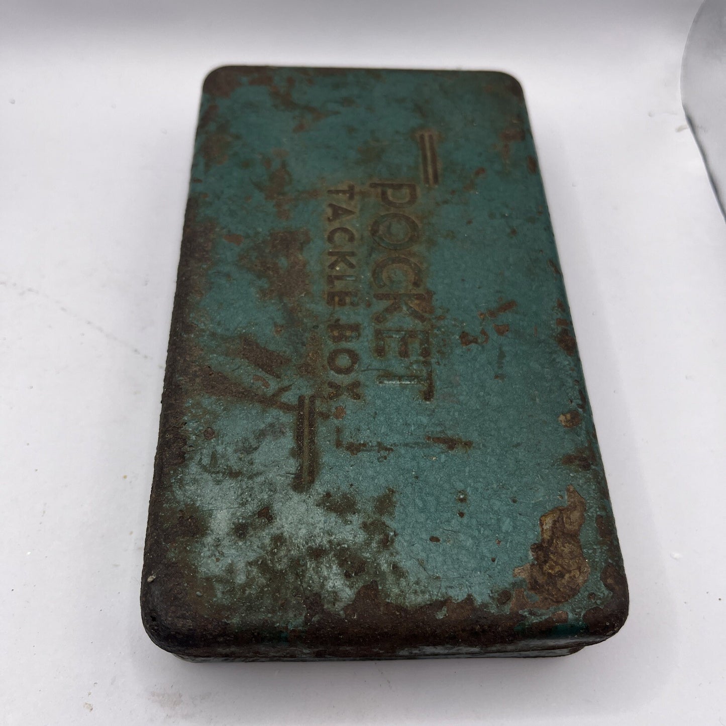 Vintage Pocket Tackle Box Fly Fishing Empty Green Metal 1940's