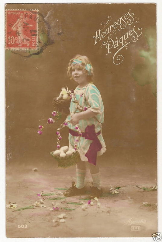 Real Photo French Child Easter Postcard Series