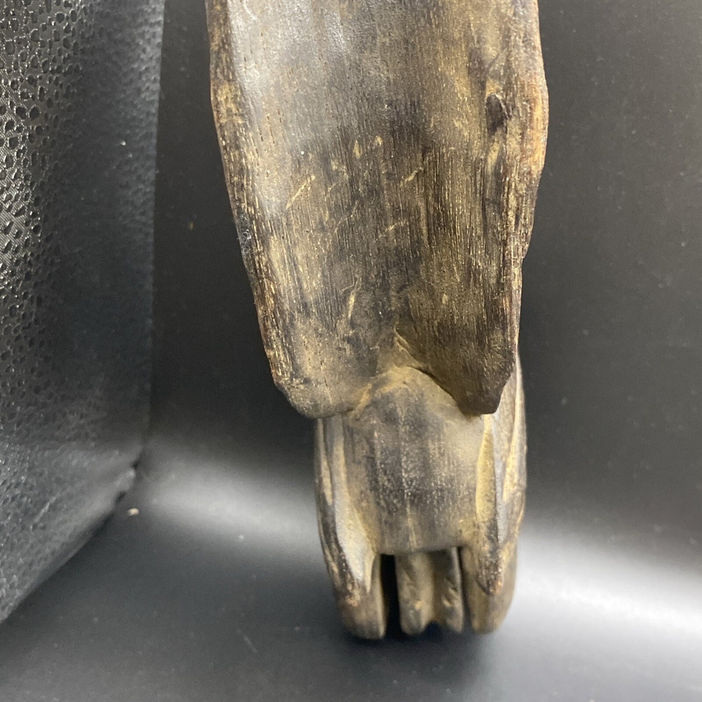 8" Antique Primitive Carved Wood Weaving Loom Pulley  Burmese Burma Bird