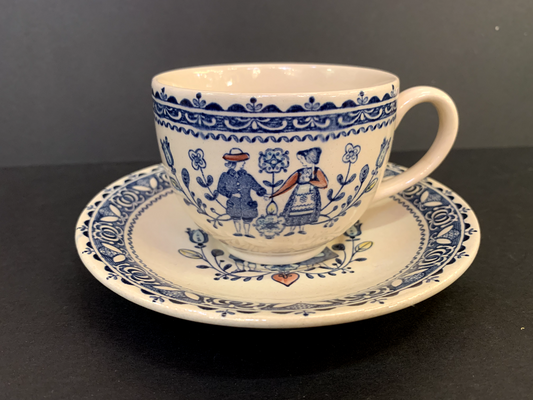 Johnson Bros Staffordshire Old Granite Hearts & Flowers Cup and Saucer
