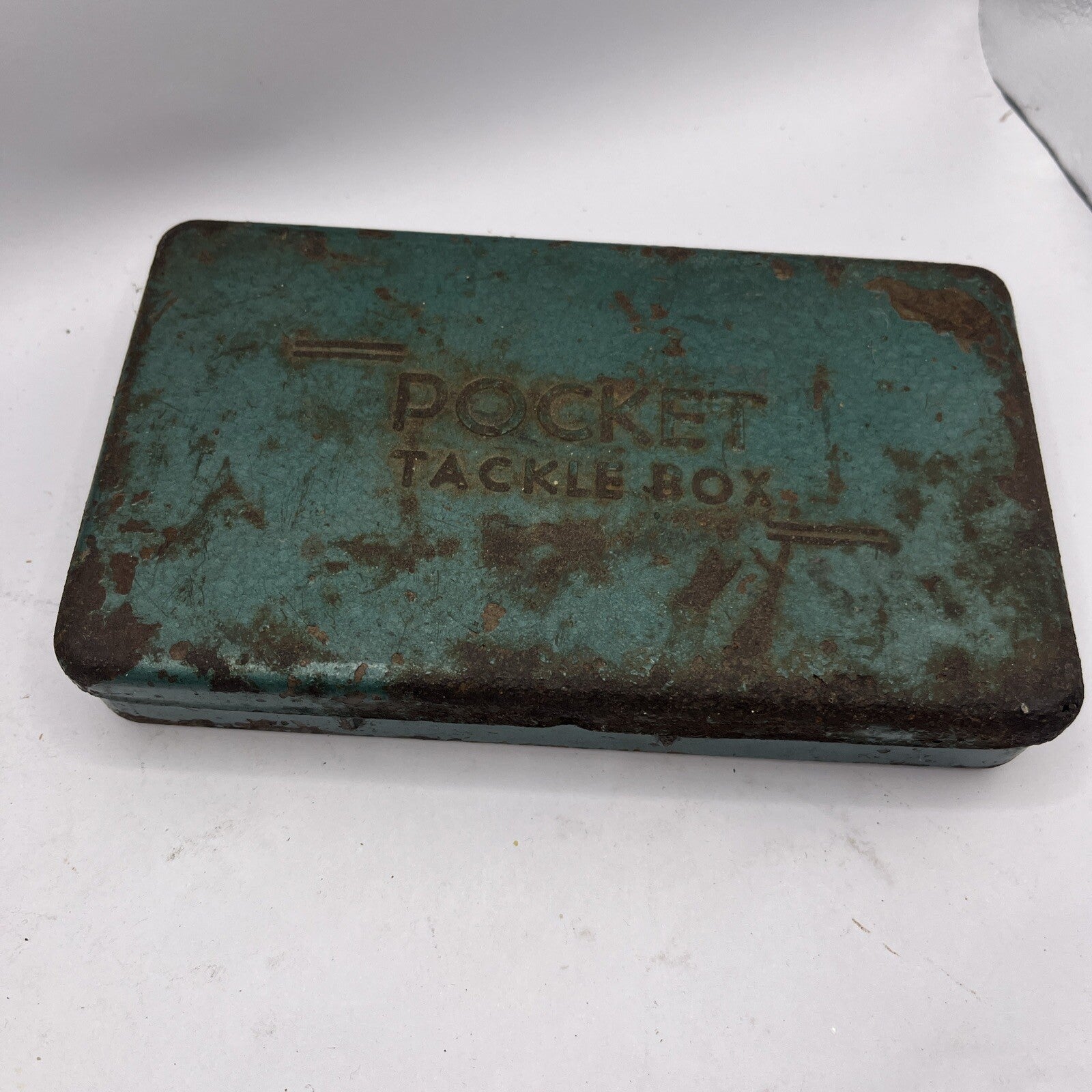 Vintage Pocket Tackle Box Fly Fishing Empty Green Metal 1940's