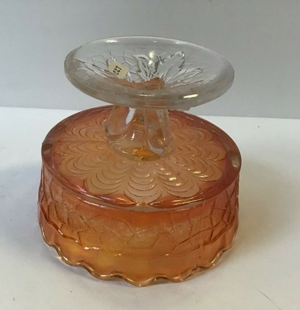 Marigold 3" Stemmed Footed Ice Cream Dish Iridescent Carnival Glass