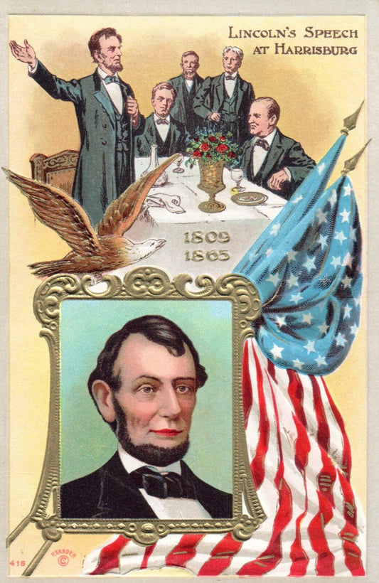 Abraham Lincoln's Speech at Harrisburg Vintage President Patriotic Postcard