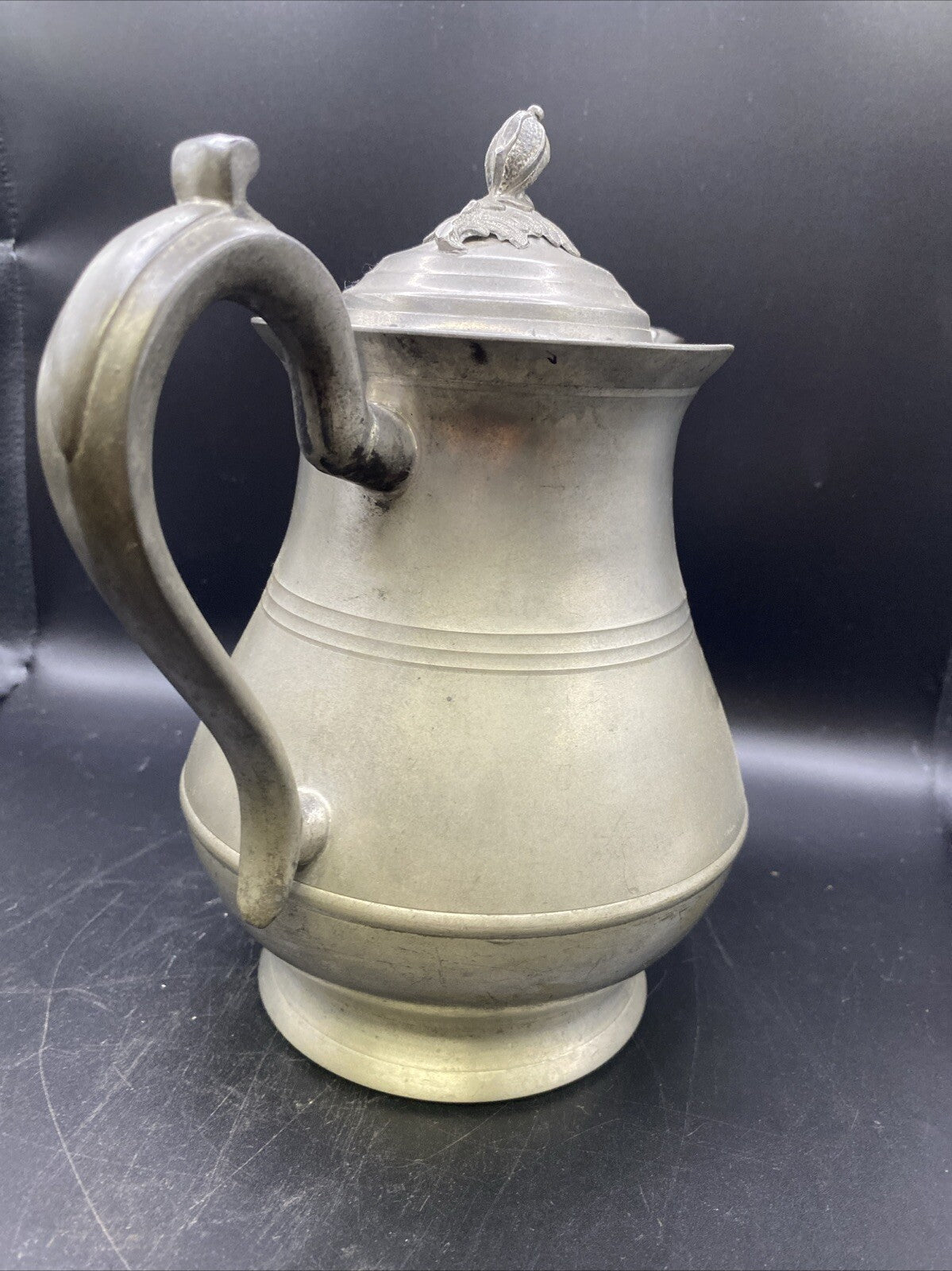 Antique 1820 pewter Tea Coffee pot TD SB  Acorn 556