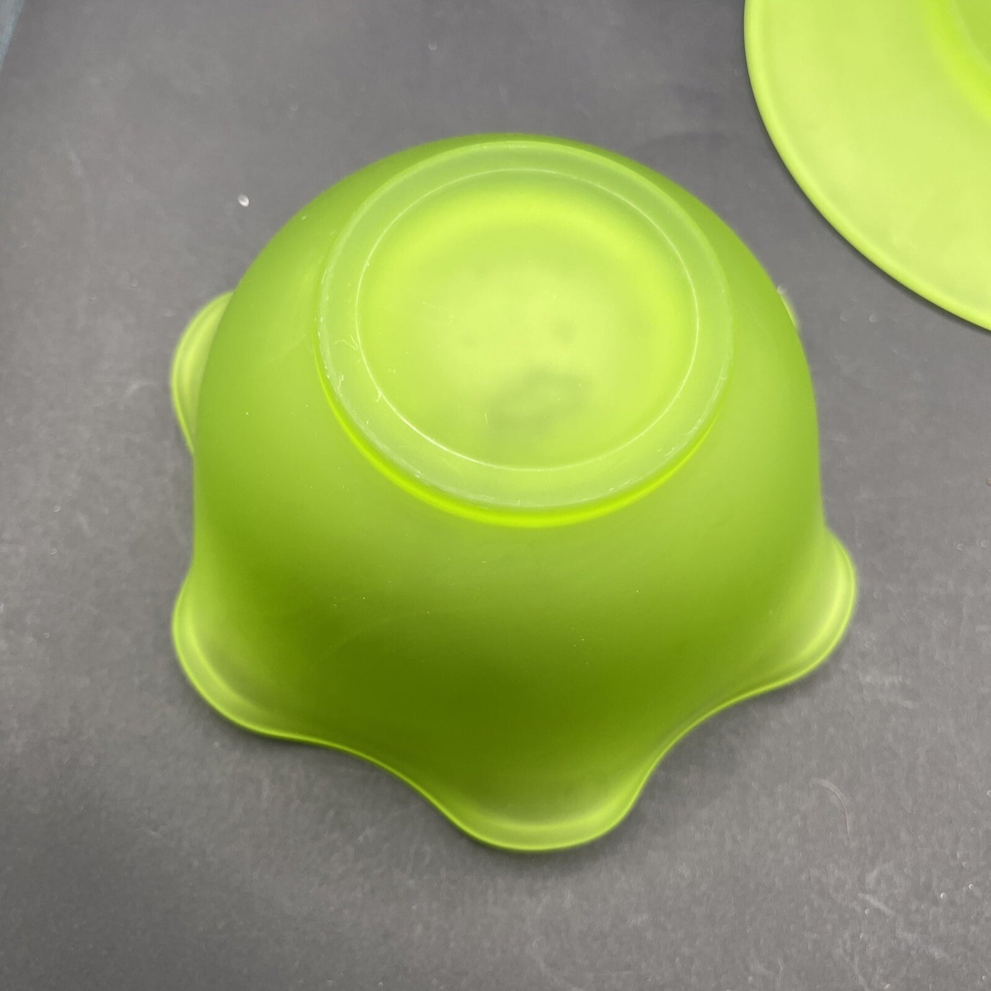 Vintage Green Satin Frosted Depression Glass 5" Bowl & 6" Saucer