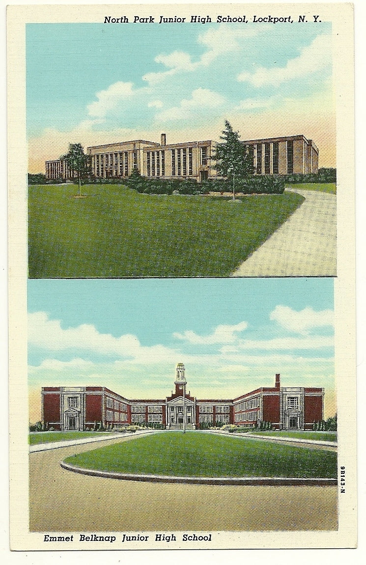 North Park Junior High School Lockport Emmet Belknap New York NY Postcard