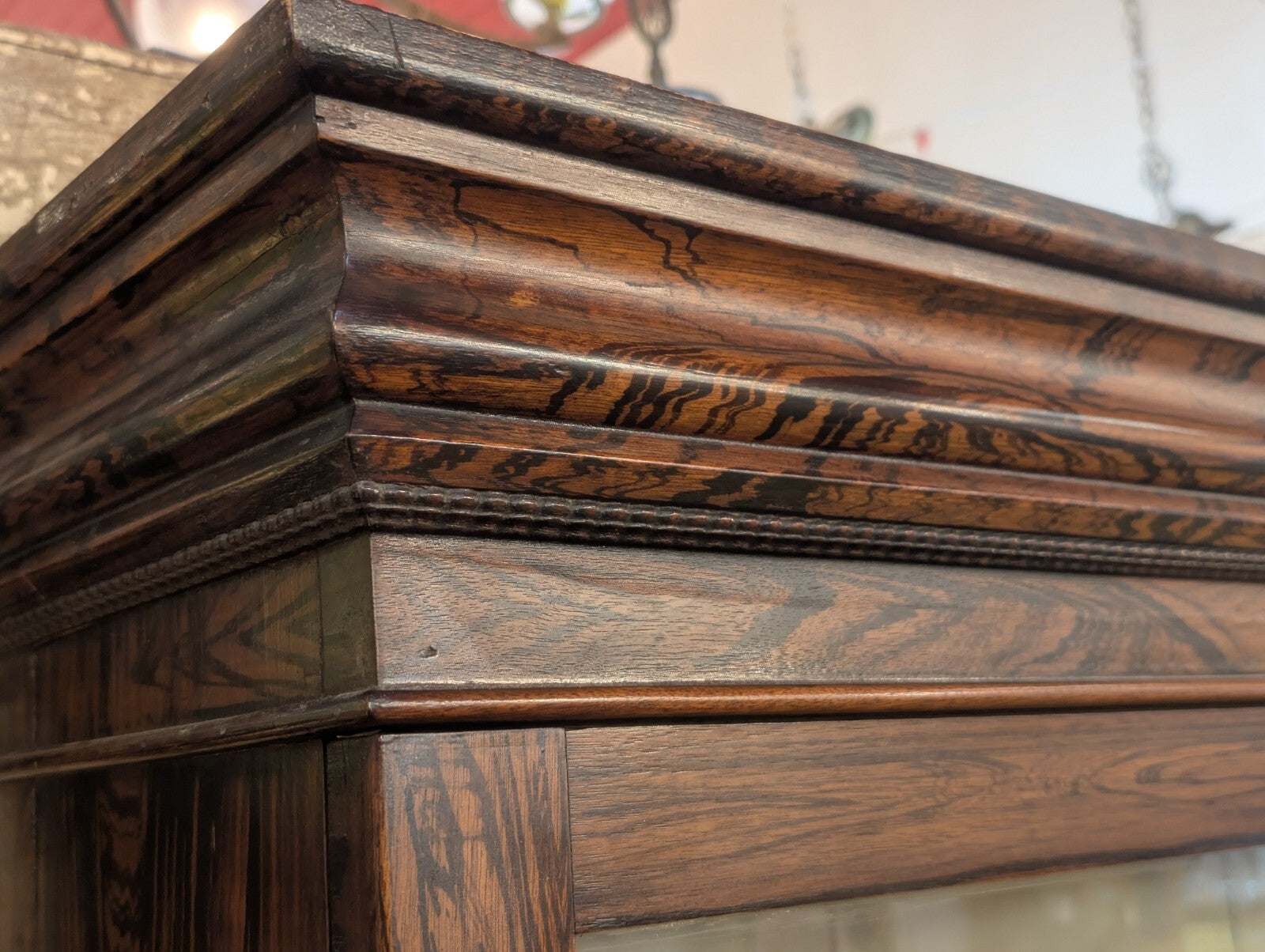 Victorian Antique Rosewood Grained Walnut Secretary Desk & Bookcase