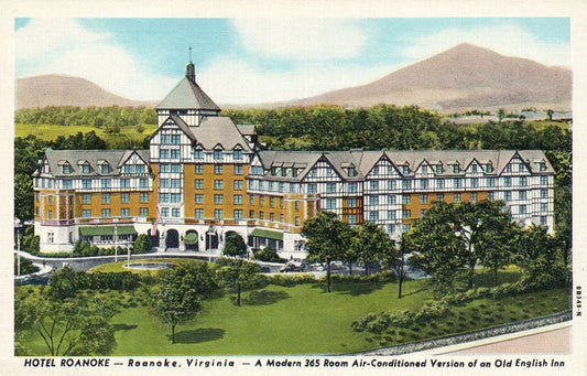 Hotel Roanoke A Modern ACed Version of an Old English Inn Virginia VA Postcard