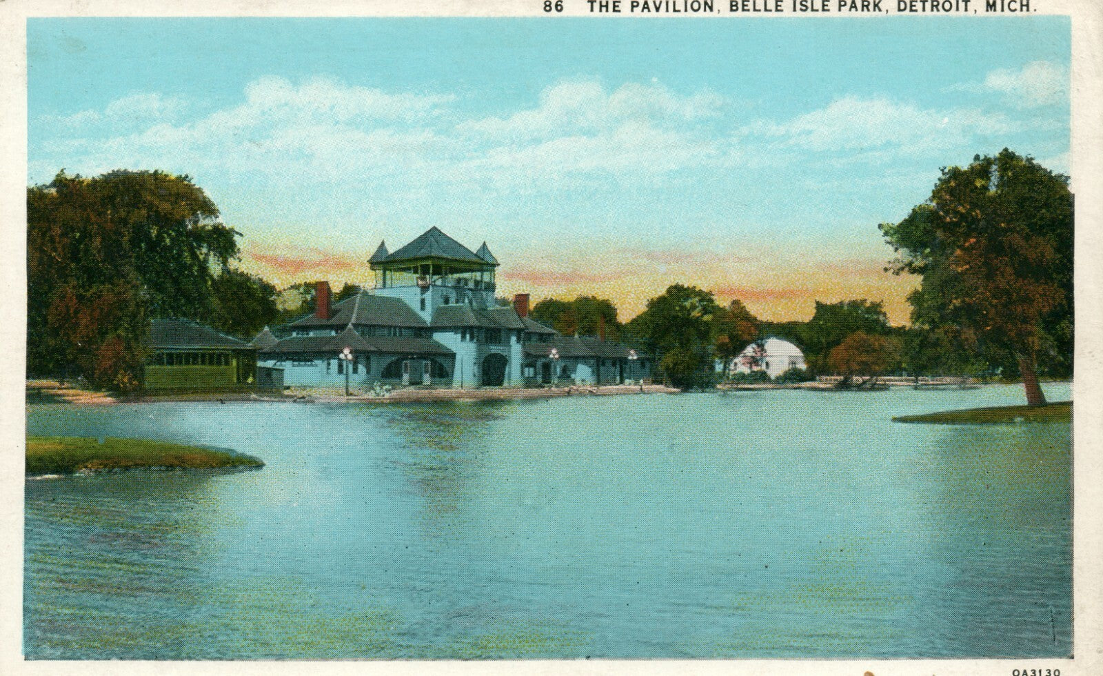 86 Pavilion Belle Isle Park Detroit  MI Michigan Postcard