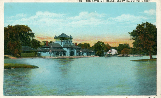 86 Pavilion Belle Isle Park Detroit  MI Michigan Postcard