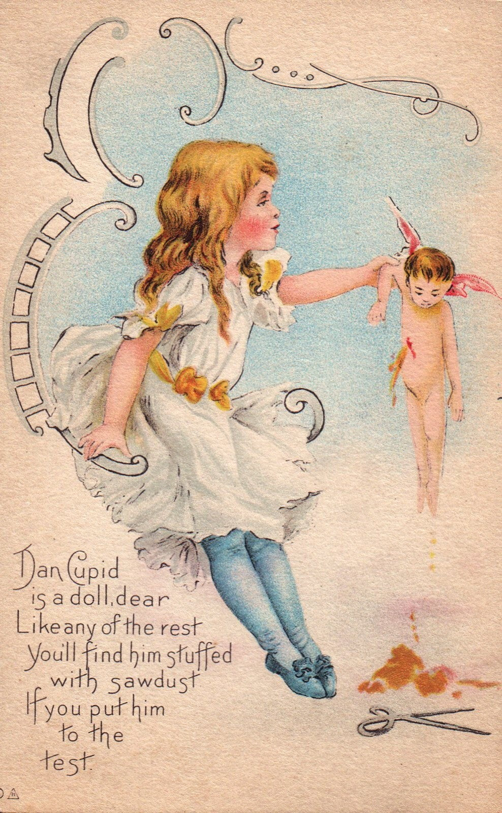 Valentine Postcard Dan Cupid Doll Valentine's Day Edwardian Girl 1914 Series 40