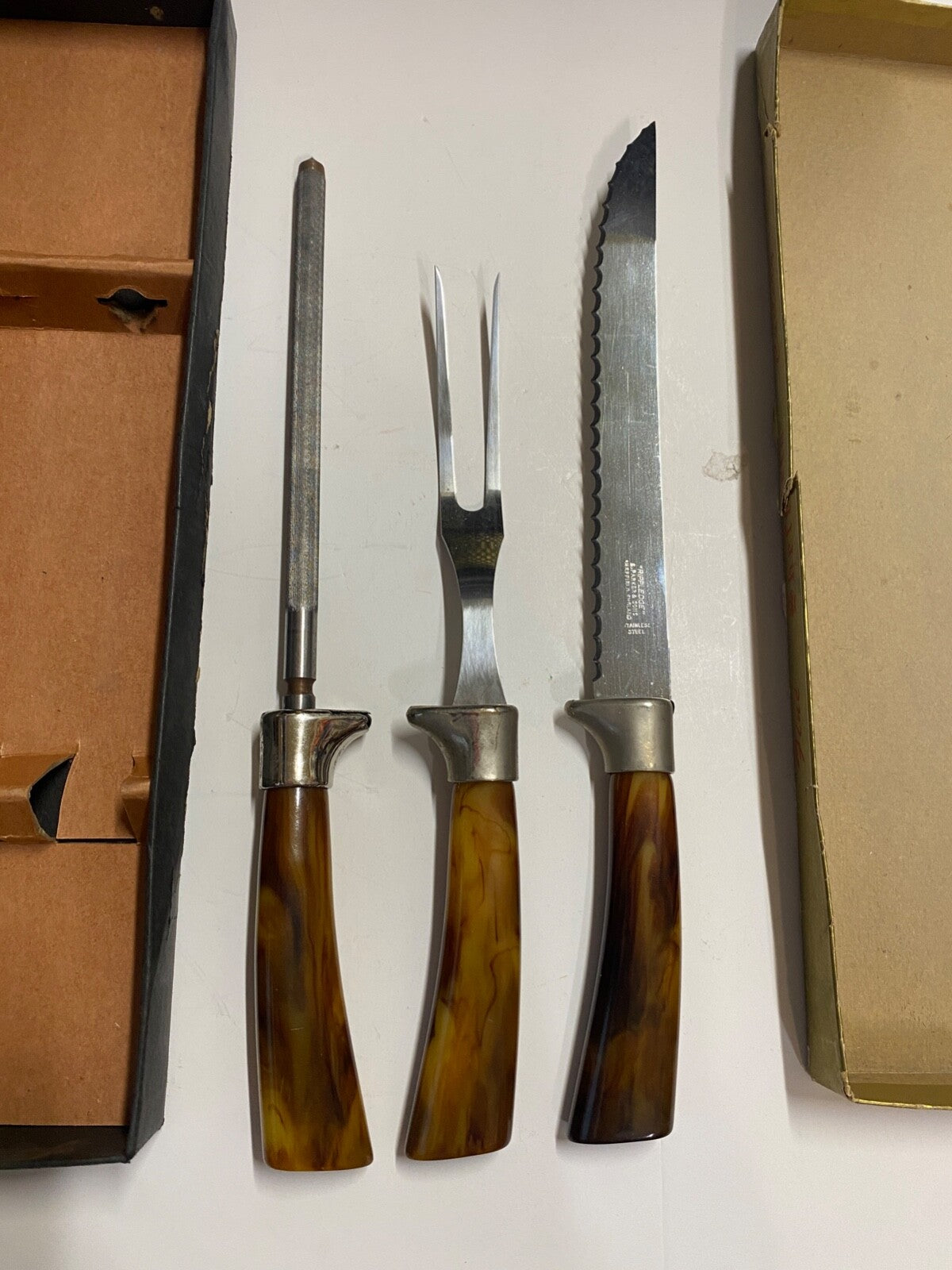 Vintage Sheffield Stainless Steel Blade 3 Piece Carving Set