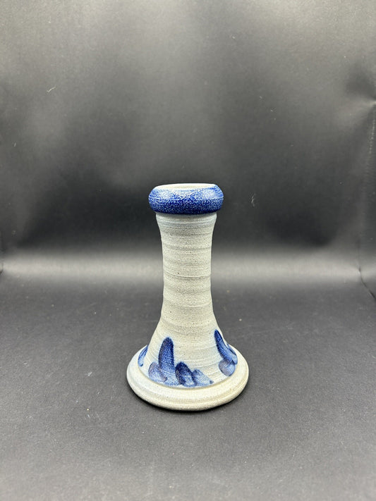  Rowe Pottery Works Candle Stick Holder Vintage 5" Cobalt Salt Glaze 1990 20A