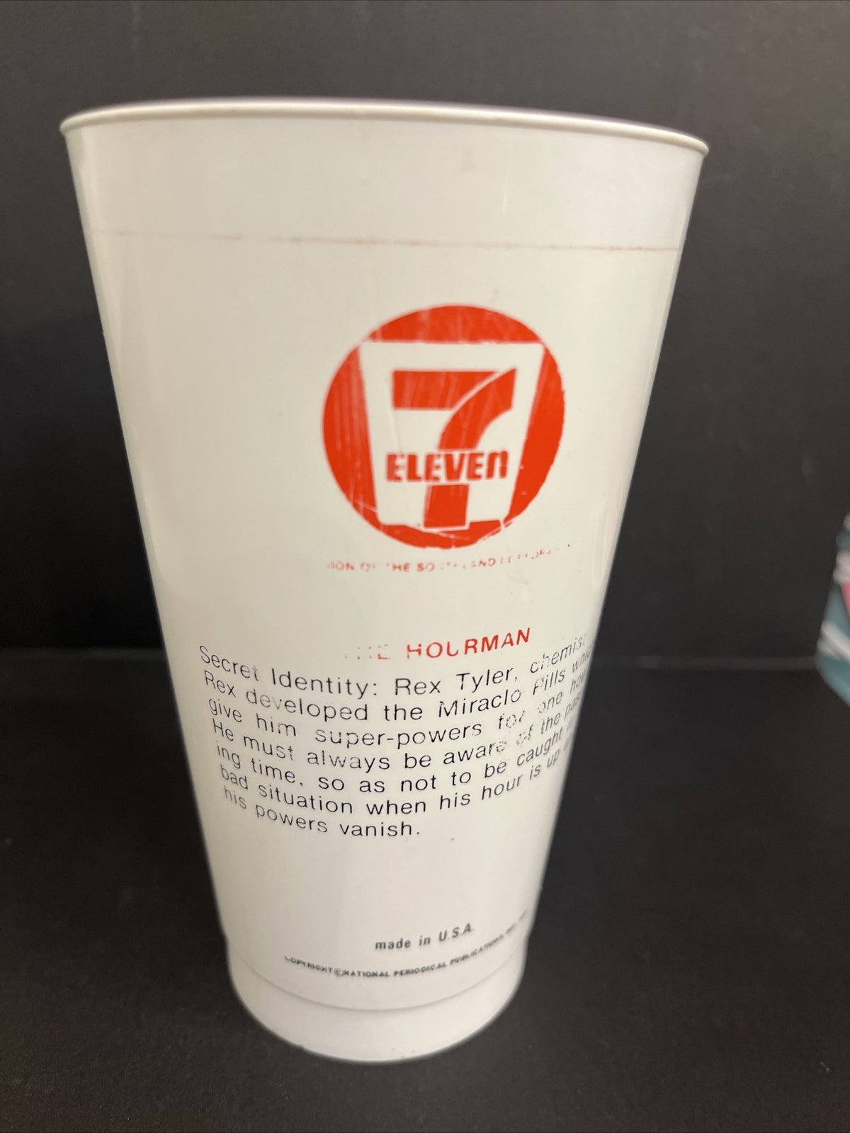 Vintage 1973 7/11 Plastic Slurpee Cup Super Hero "The Hourman"