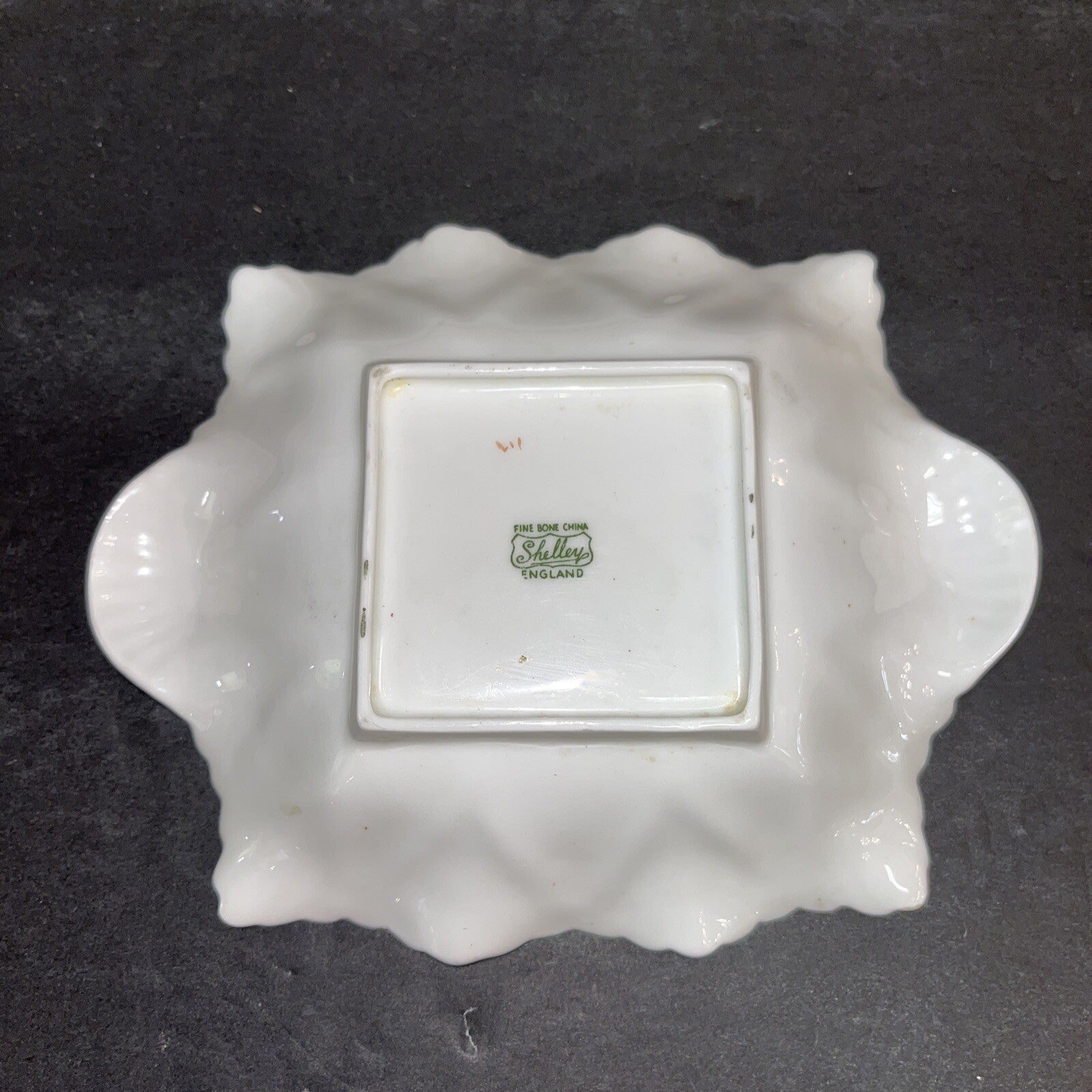 Shelley England Pink/sage Green Floral Bone China Trinket Dish  or Pin Tray