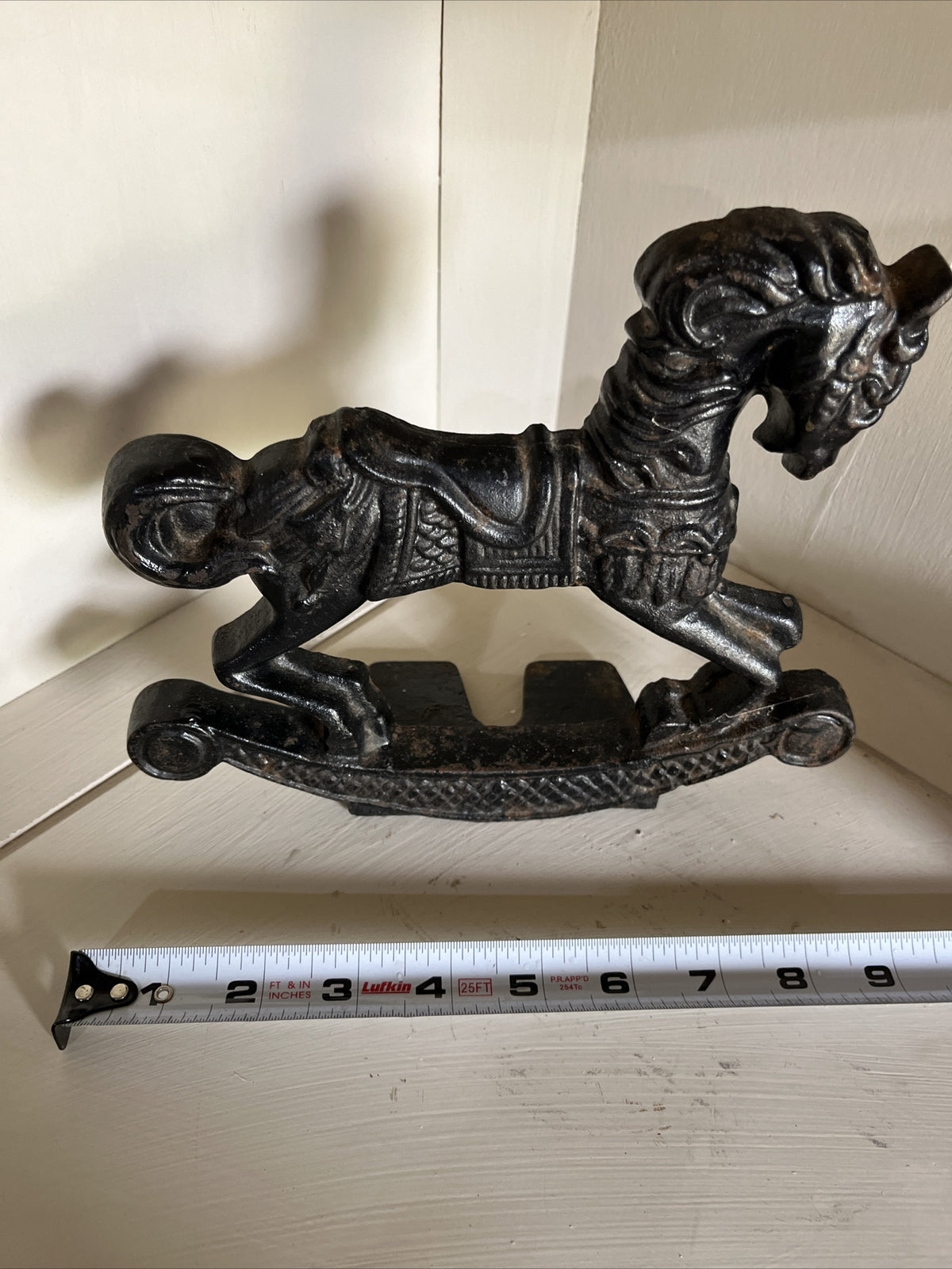 Vintage Cast Iron Rocking Horse Door Stop- Art Mark Chicago 1991