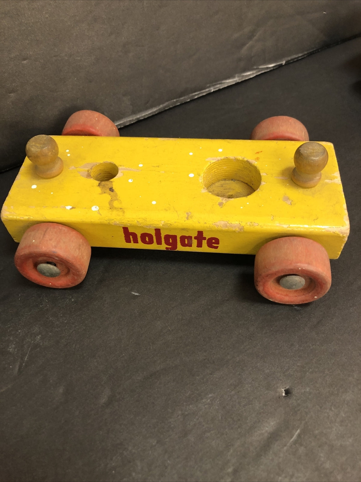 LOT of Vintage Holgate 5 wood Wooden Toy Cars and 1 Trailer