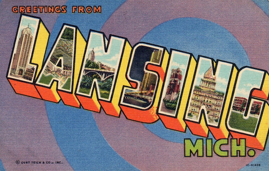 Large Letter Greetings From Lansing Michigan State Capitol Mi Postcard