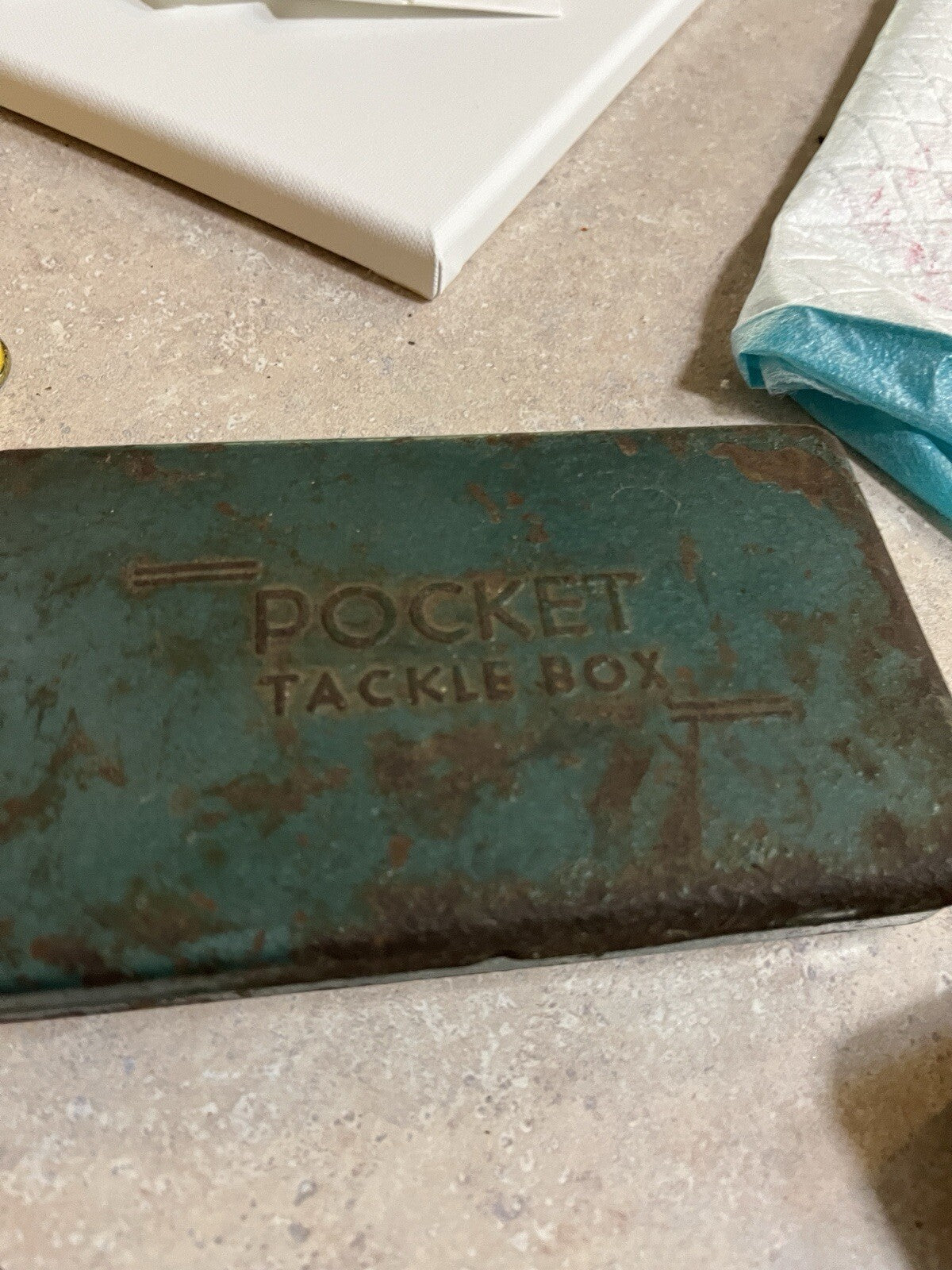 Vintage Pocket Tackle Box Fly Fishing Empty Green Metal 1940's