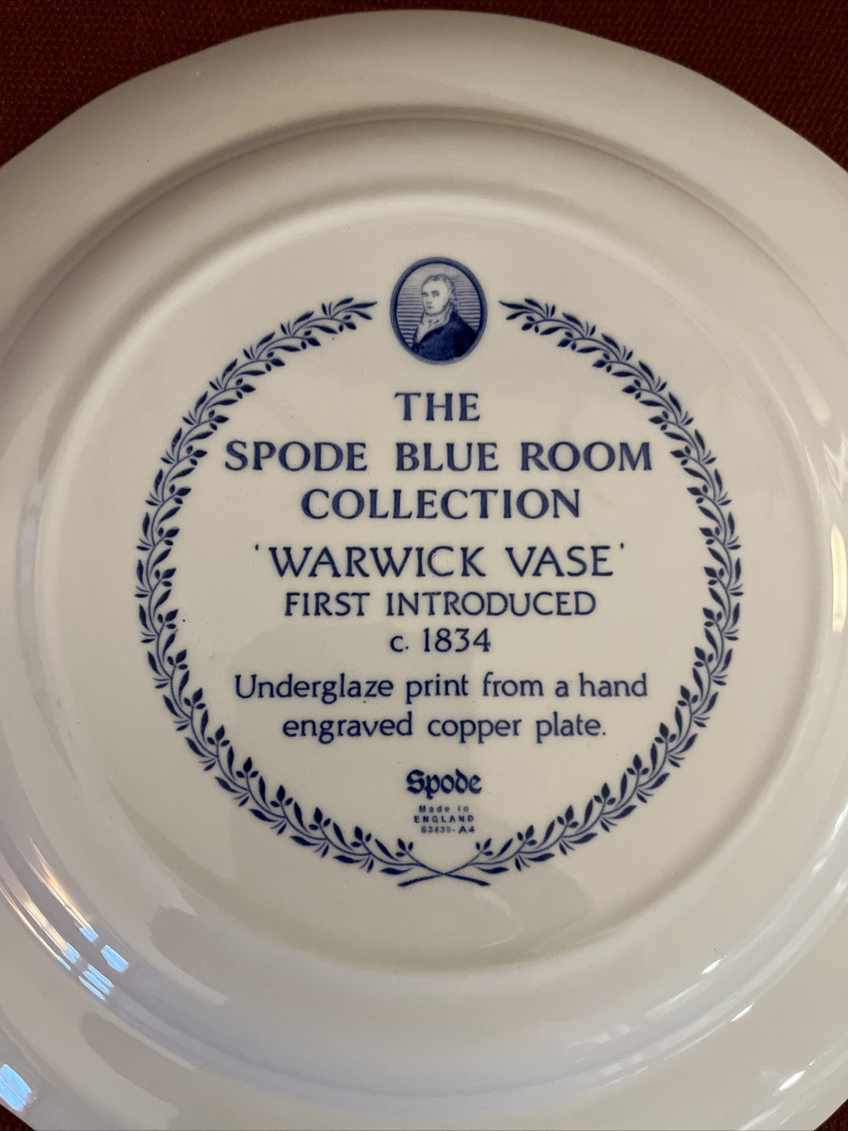 SPODE  Blue Room Collection "Warwick Vase”  Dinner Plate  10 3/8"