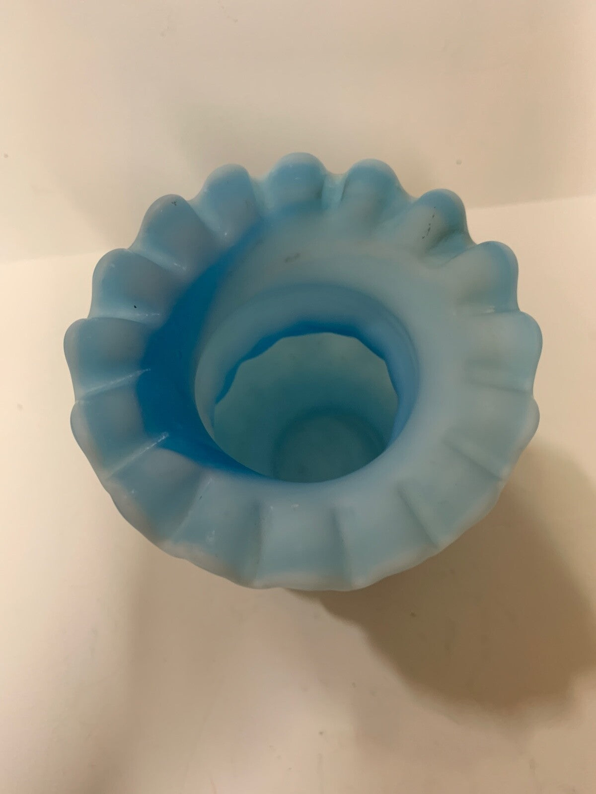 Riffle Trim Blue & White Drizzle Beautiful Fenton Vase