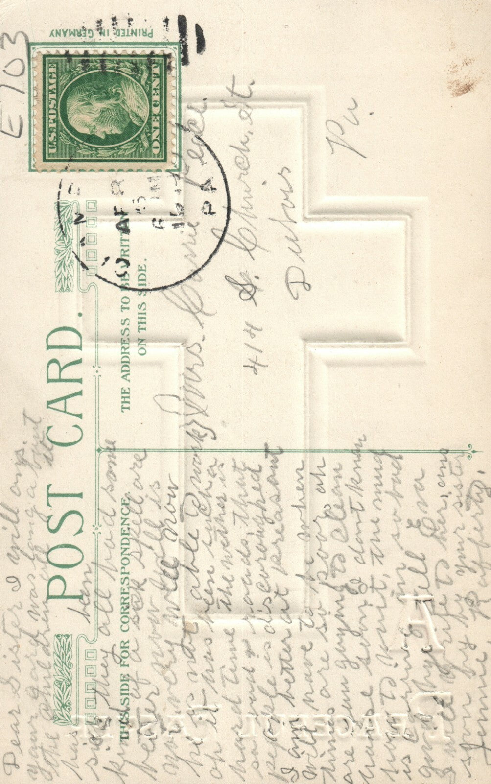 John Winsch Easter Cross With Scenic View Easter Postcard