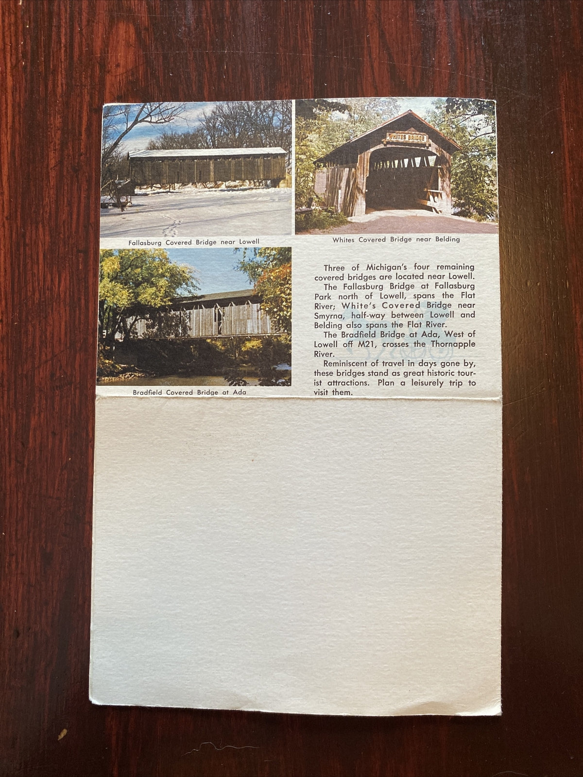 1961 Showboat Robert E Lee on Flat River Lowell MI Michigan Covered Bridges Ad