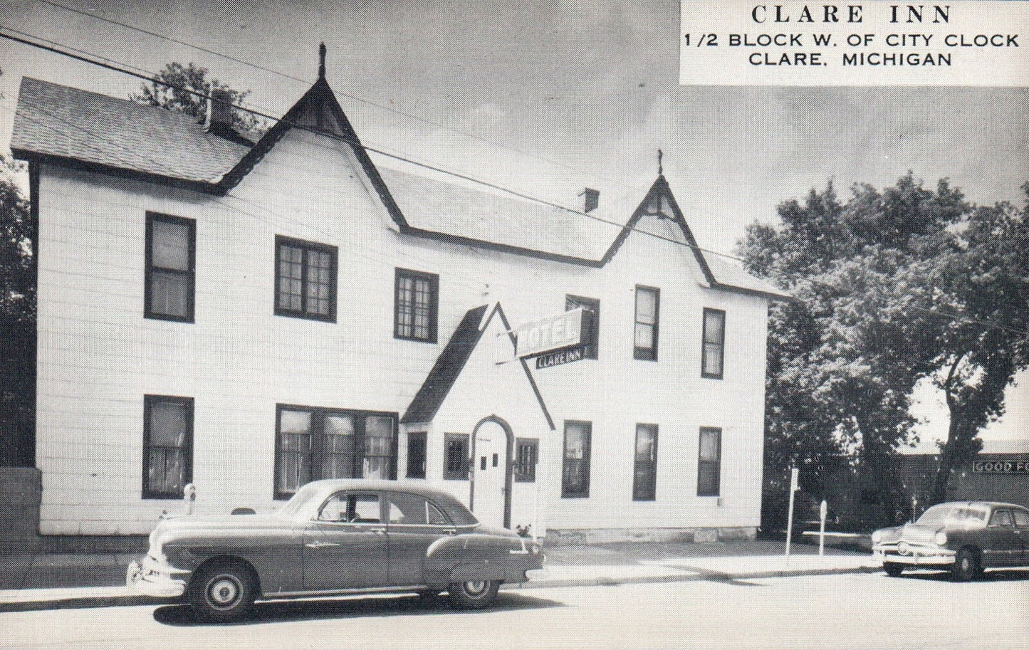 Clare Inn West of City Clock in Clare MI Mich Michigan Postcard
