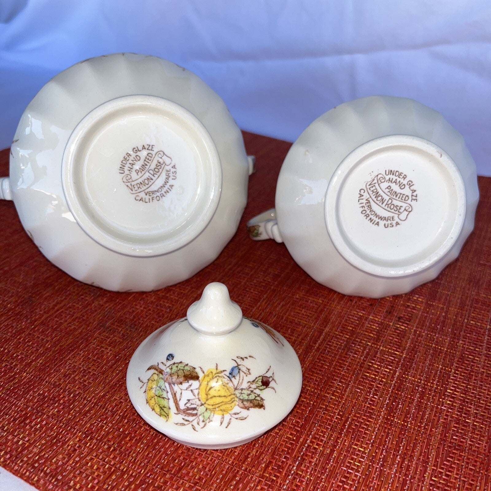 Vernonware Vernon Rose Yellow Cream & Sugar Set