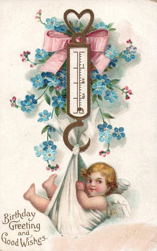 Angel Baby on scale children Vintage Postcard